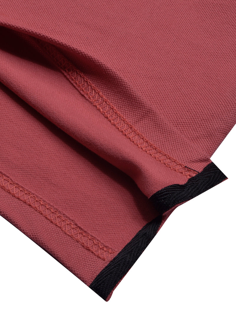 Summer Polo Shirt For Men-Carrot Red with Black-BR13015