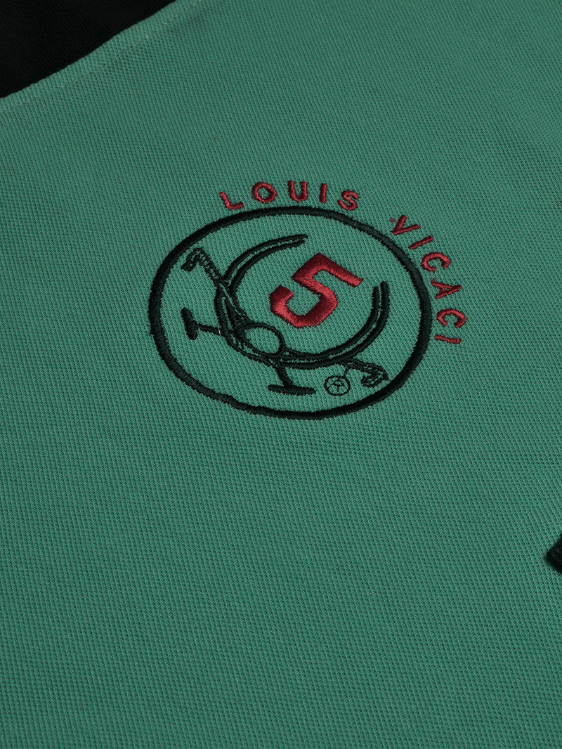 Summer Polo Shirt For Men-Cyan Green & Dark Navy-BR13096