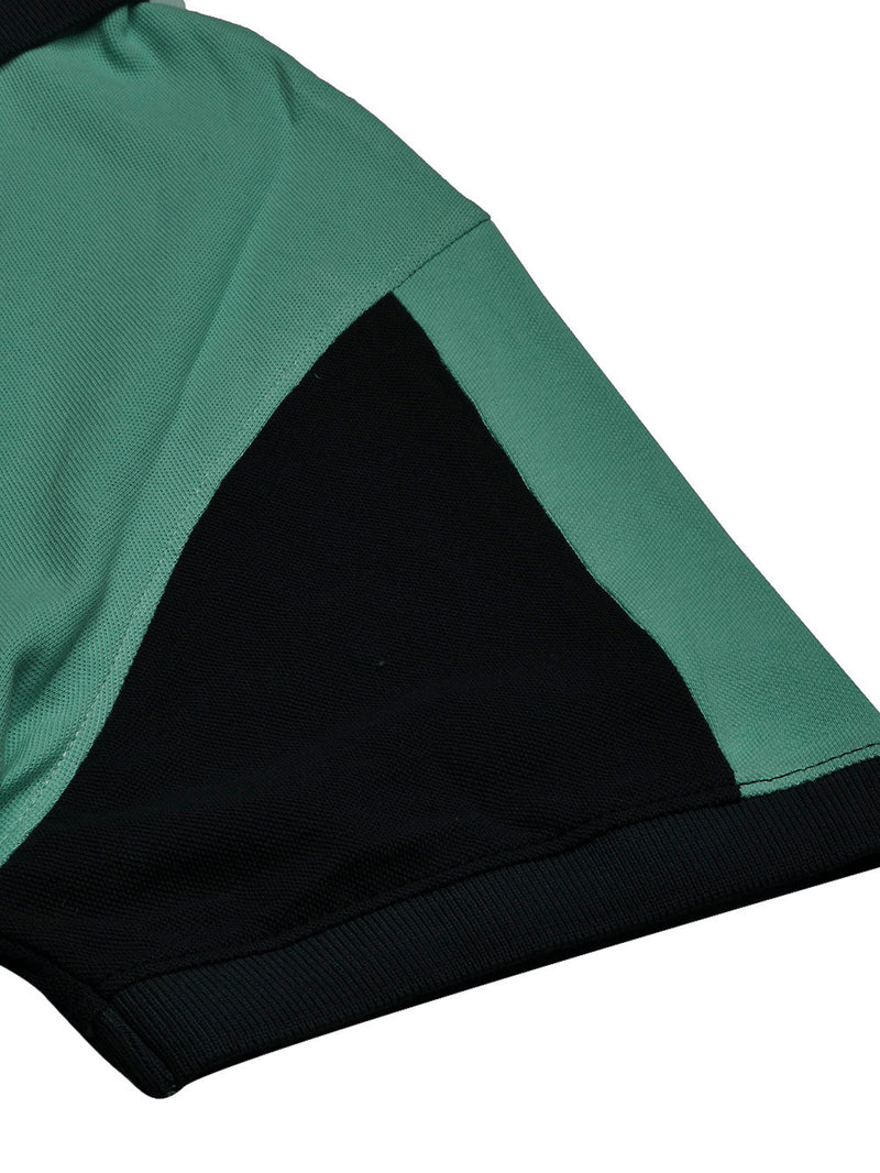 Summer Polo Shirt For Men-Cyan Green & Dark Navy-BR13096