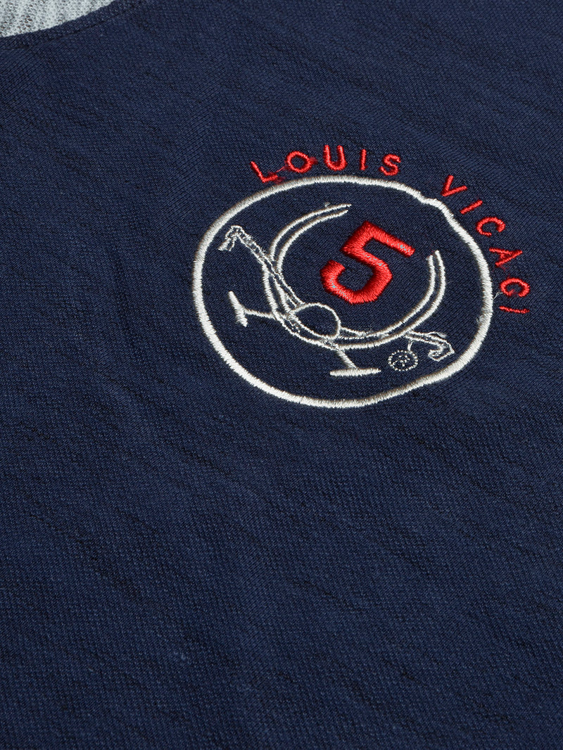 Summer Polo Shirt For Men-Dark Blue & Grey Melange-BR13112