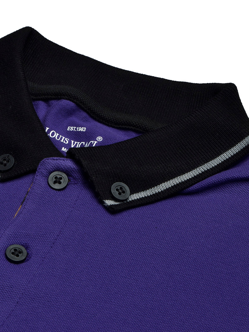 Summer Polo Shirt For Men-Purple & Navy-BR13042
