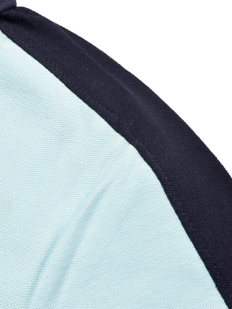 Summer Polo Shirt For Men-Light Cyan Green & White-BR13018