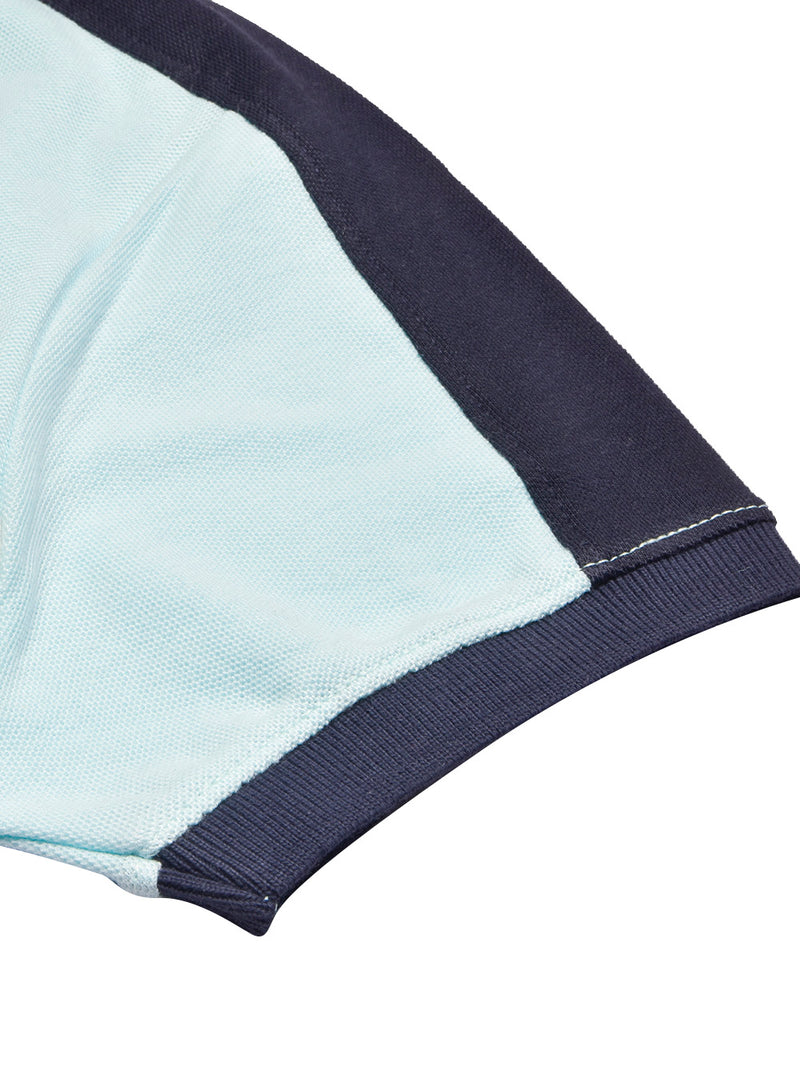 Summer Polo Shirt For Men-Light Cyan Green & White-BR13018