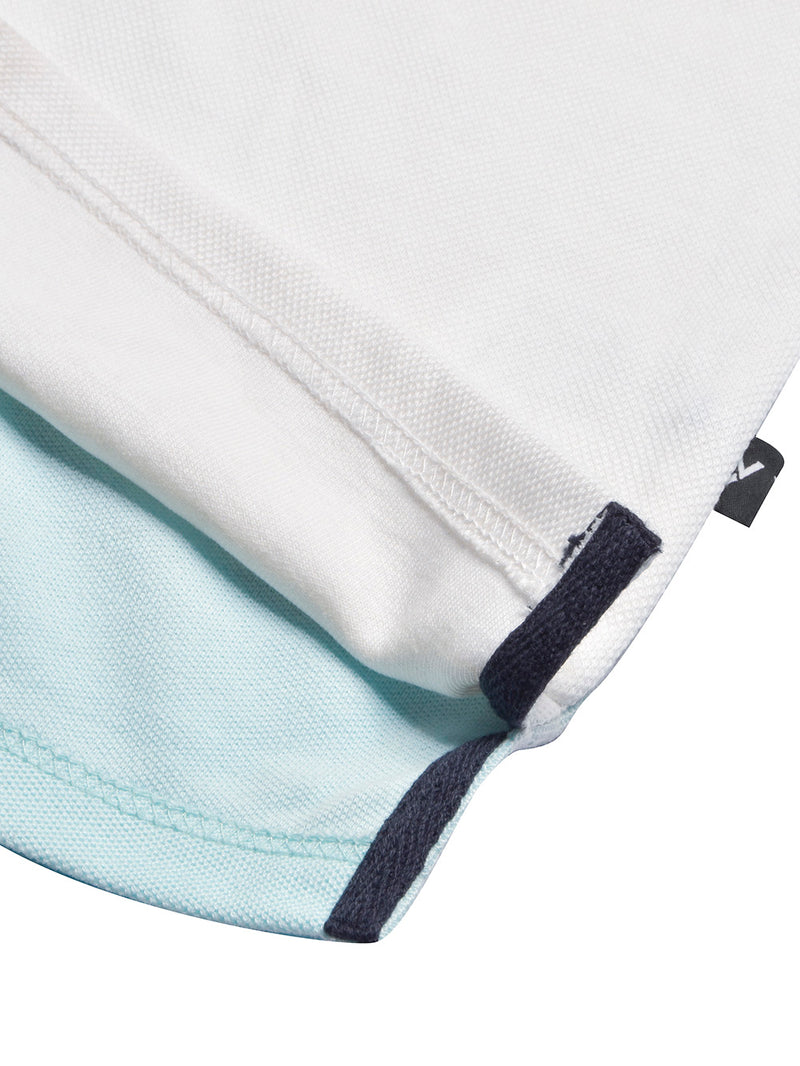 Summer Polo Shirt For Men-Light Cyan Green & White-BR13018
