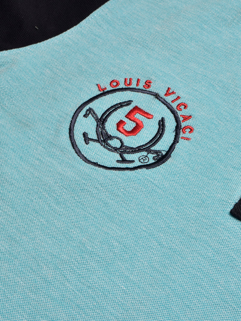 Summer Polo Shirt For Men-Light Cyan Melange & Dark Navy-BR13089