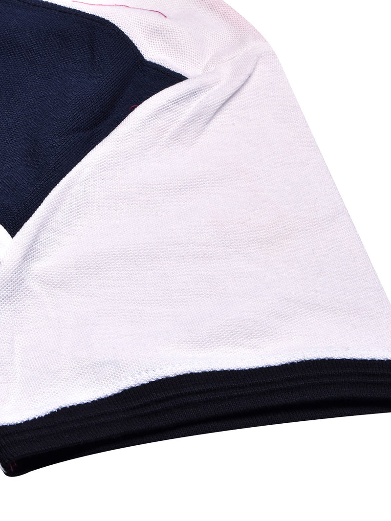 Summer Polo Shirt For Men-Magenta with Navy & White Panel-BR13112