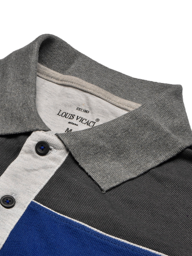 Summer Polo Shirt For Men-Off White Melange Panel-BR13068