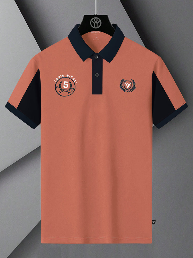 Summer Polo Shirt For Men-Orange & Dark Navy-BR13103