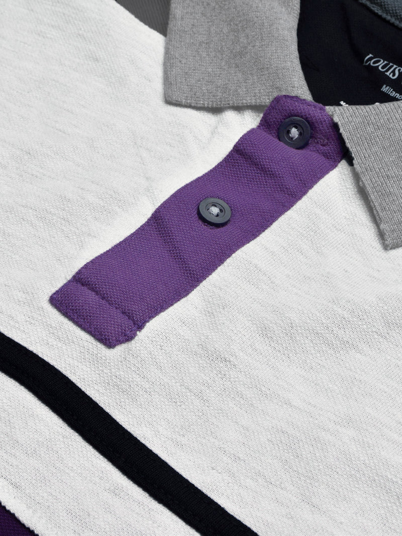 Summer Polo Shirt For Men-Purple with Navy & White Panel-BR13121