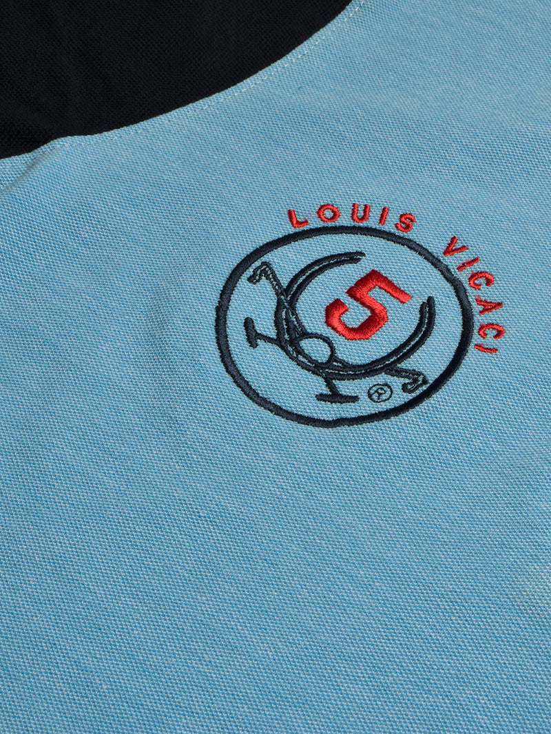 Summer Polo Shirt For Men-Sky Melange & Dark Navy-BR13087