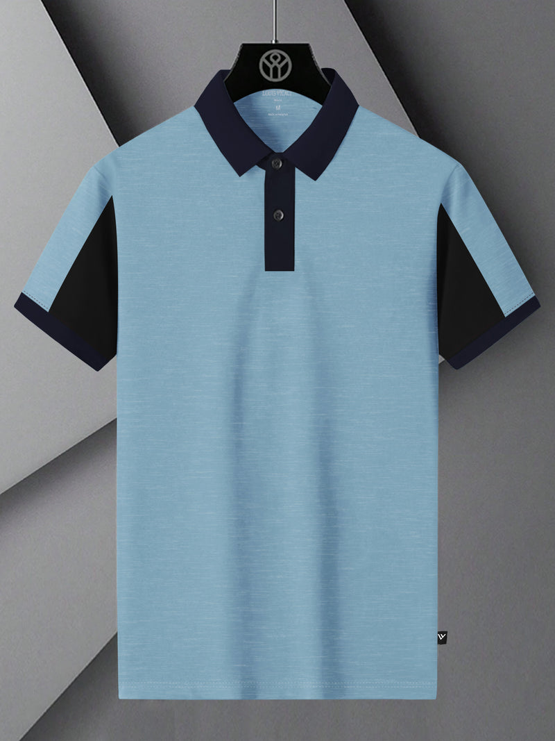 Summer Polo Shirt For Men-Sky & Dark Navy-BR13104