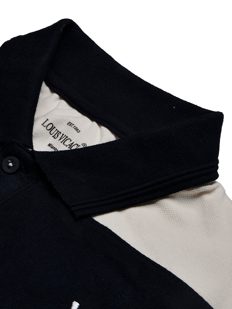 Summer Polo Shirt For Men-Sky with Navy & Off White Panel-BR13113