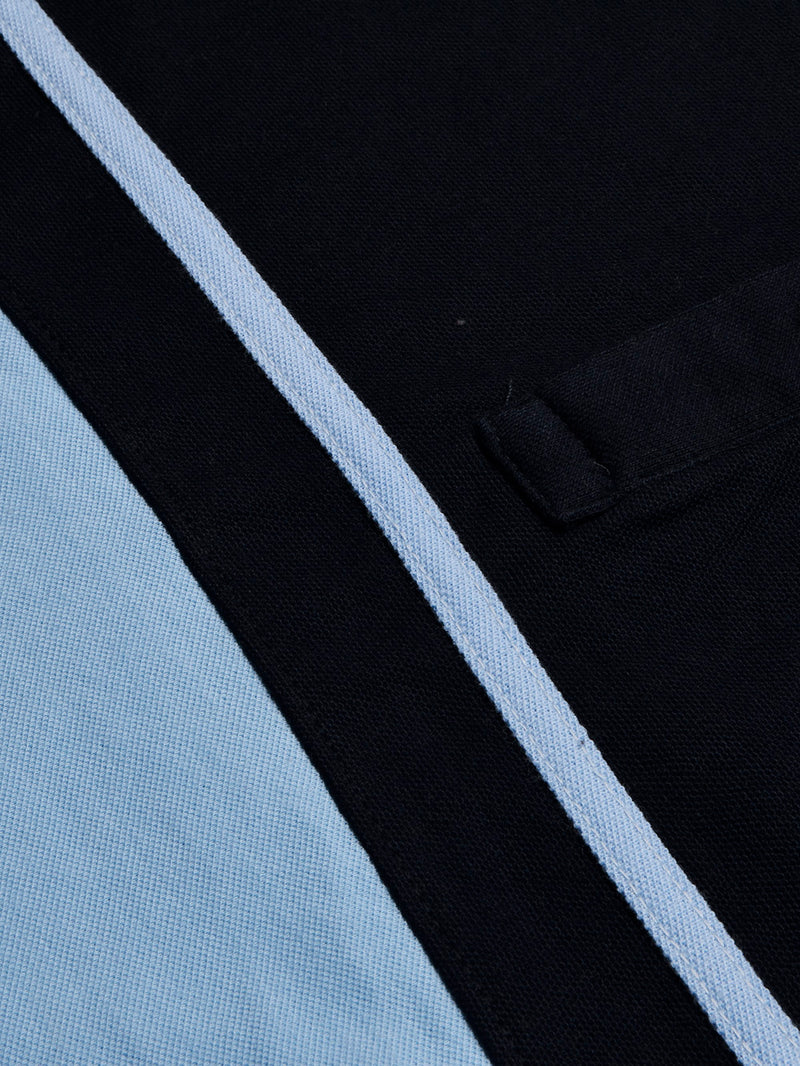 Summer Polo Shirt For Men-Sky with Navy & Off White Panel-BR13113