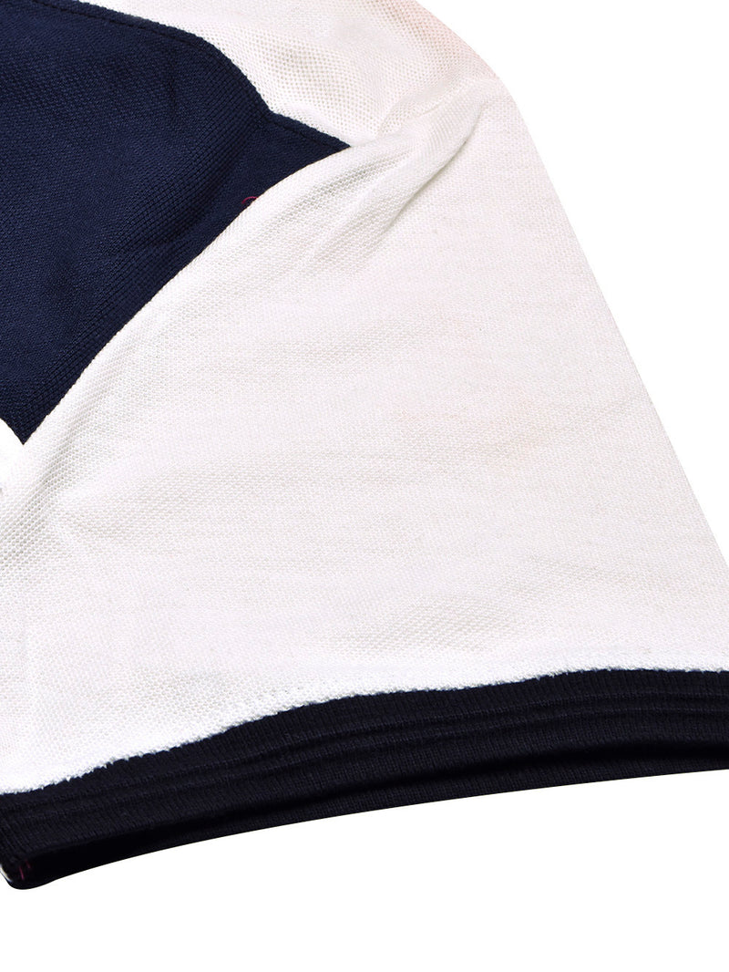 Summer Polo Shirt For Men-Sky with Off White & Navy Panel-BR13116