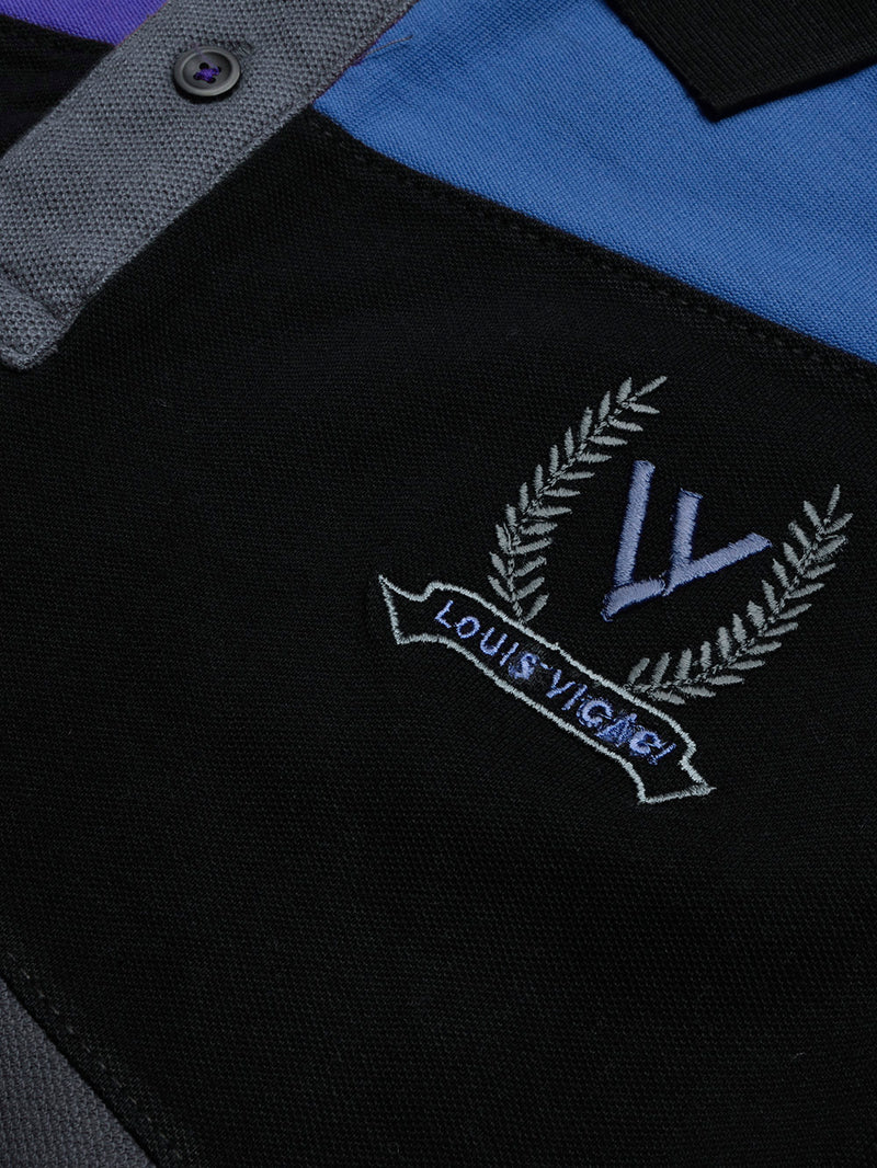 Summer Polo Shirt For Men-Slate Blue with Black & Blue-BR13026