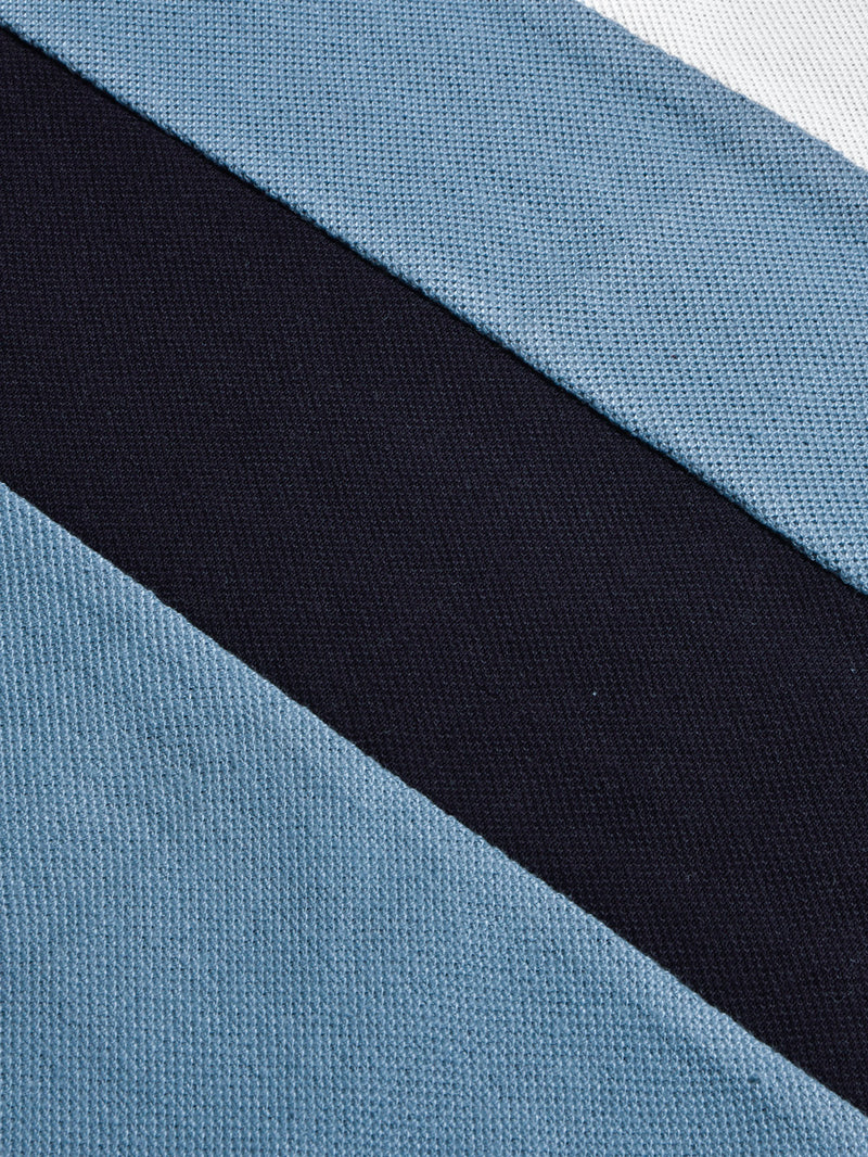 Summer Polo Shirt For Men-Slate Blue with White & Navy Panel-BR13111