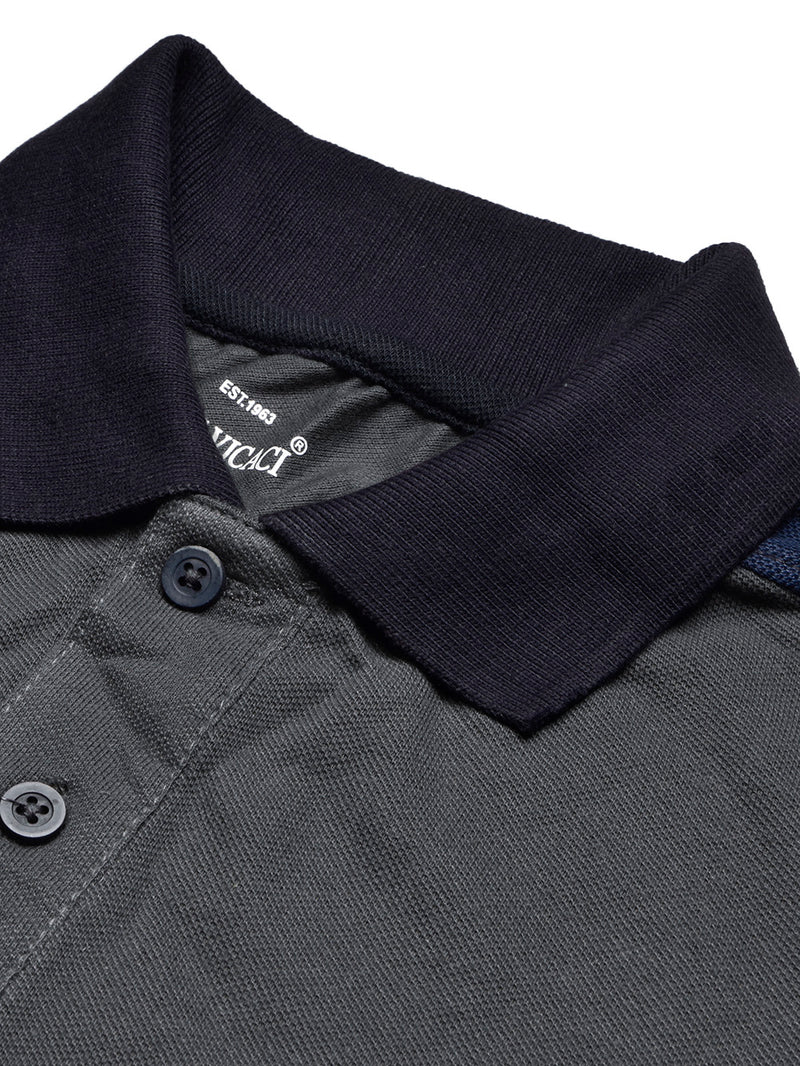 Summer Polo Shirt For Men-White with Dark Grey-BR13059