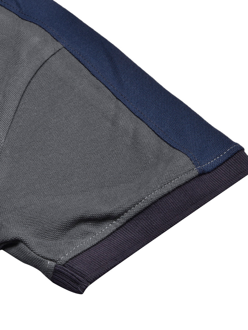 Summer Polo Shirt For Men-White with Dark Grey-BR13059