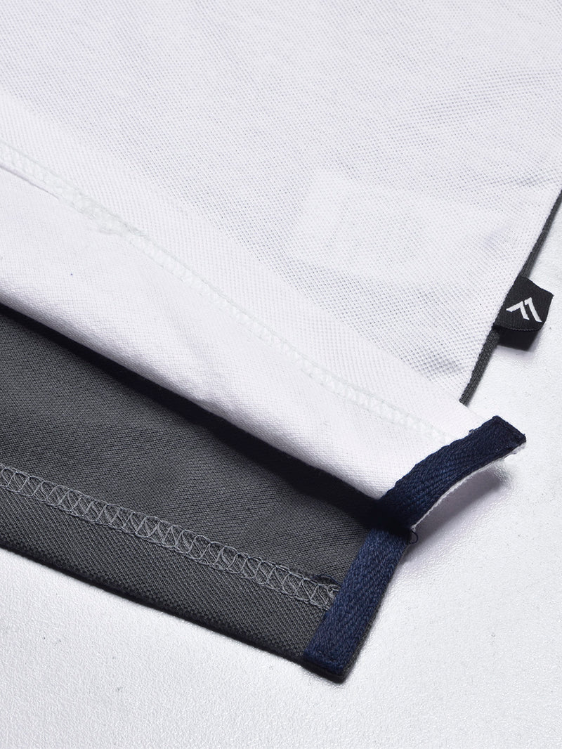 Summer Polo Shirt For Men-White with Dark Grey-BR13059