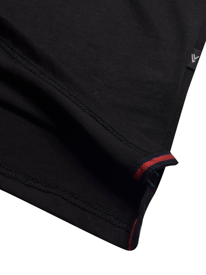 Summer Single Jersey Polo Shirt For Men-Black with Sky Panels-BR13938