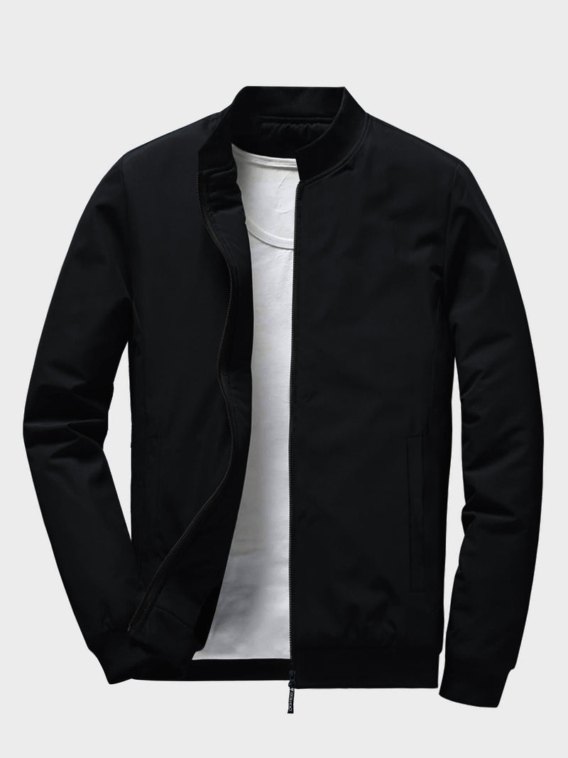 Louis Vicaci Stylish Zipper Mock Neck For Men-Black-BR967