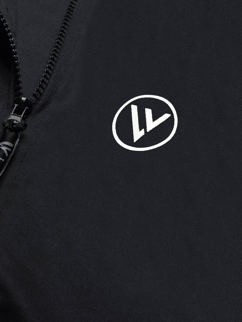 Louis Vicaci Active Wear Stylish Zipper Mock Neck with Logo For Men-Black-BE2052