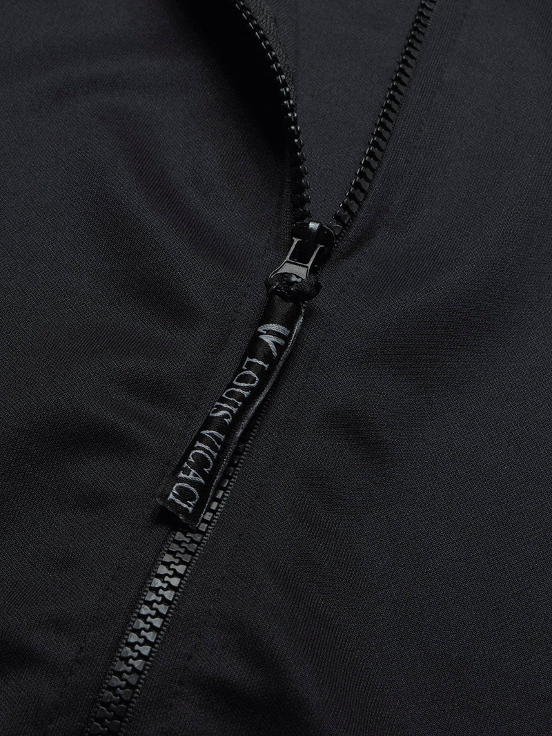 Louis Vicaci Active Wear Stylish Zipper Mock Neck with Logo For Men-Black-BE2052