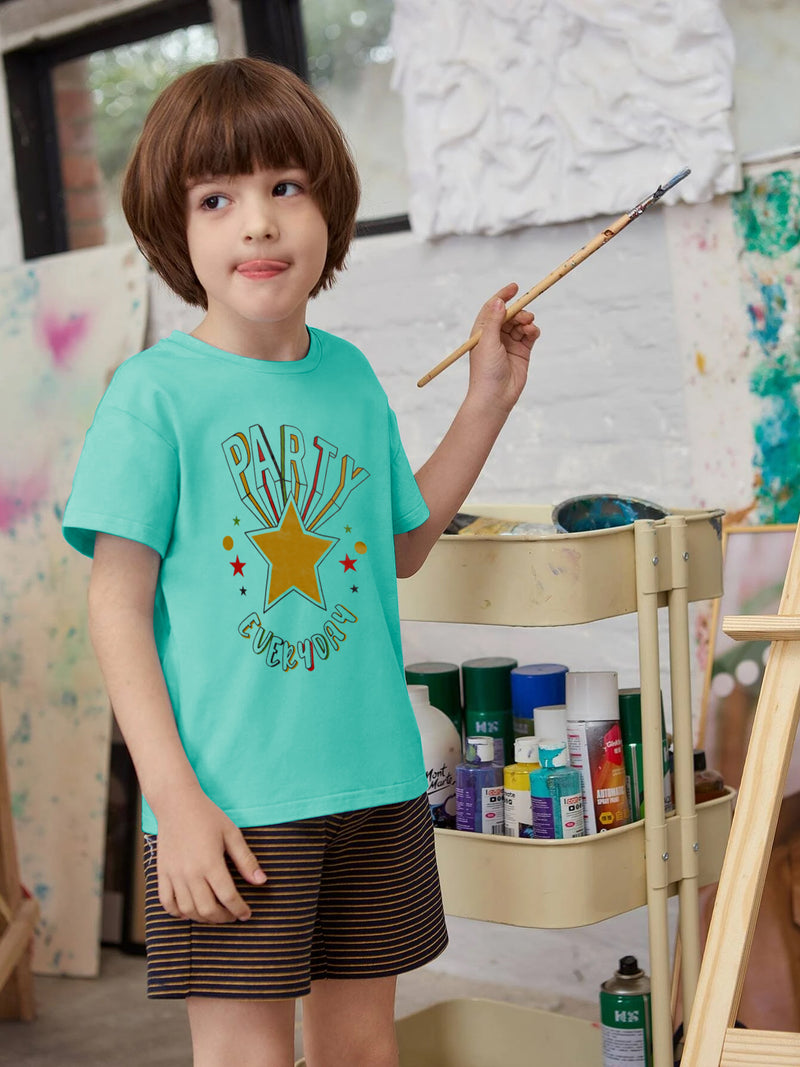 Louis Vicaci Single Jersey Tee Shirt For Kids-Cyan-BR13421