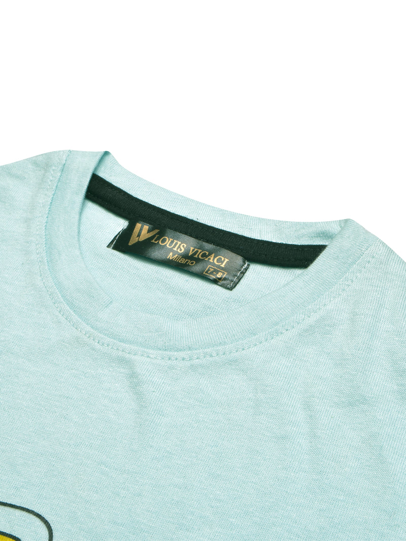 Louis Vicaci Single Jersey Tee Shirt For Kids-Ice Blue-BR13423