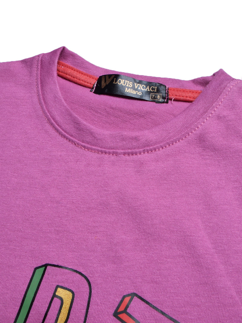Louis Vicaci Single Jersey Tee Shirt For Kids-Magenta-BR13082