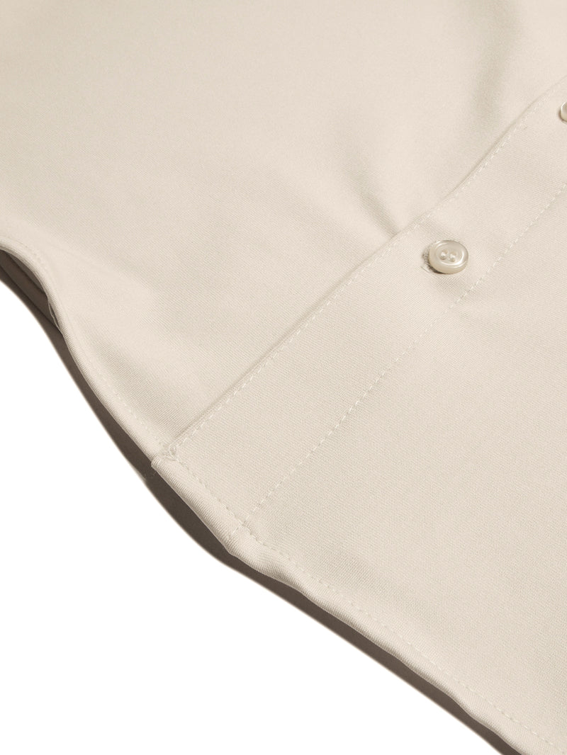 Louis Vicaci Super Stretchy Slim Fit Long Sleeve Summer Formal Casual Shirt For Men-Beige-BR13412