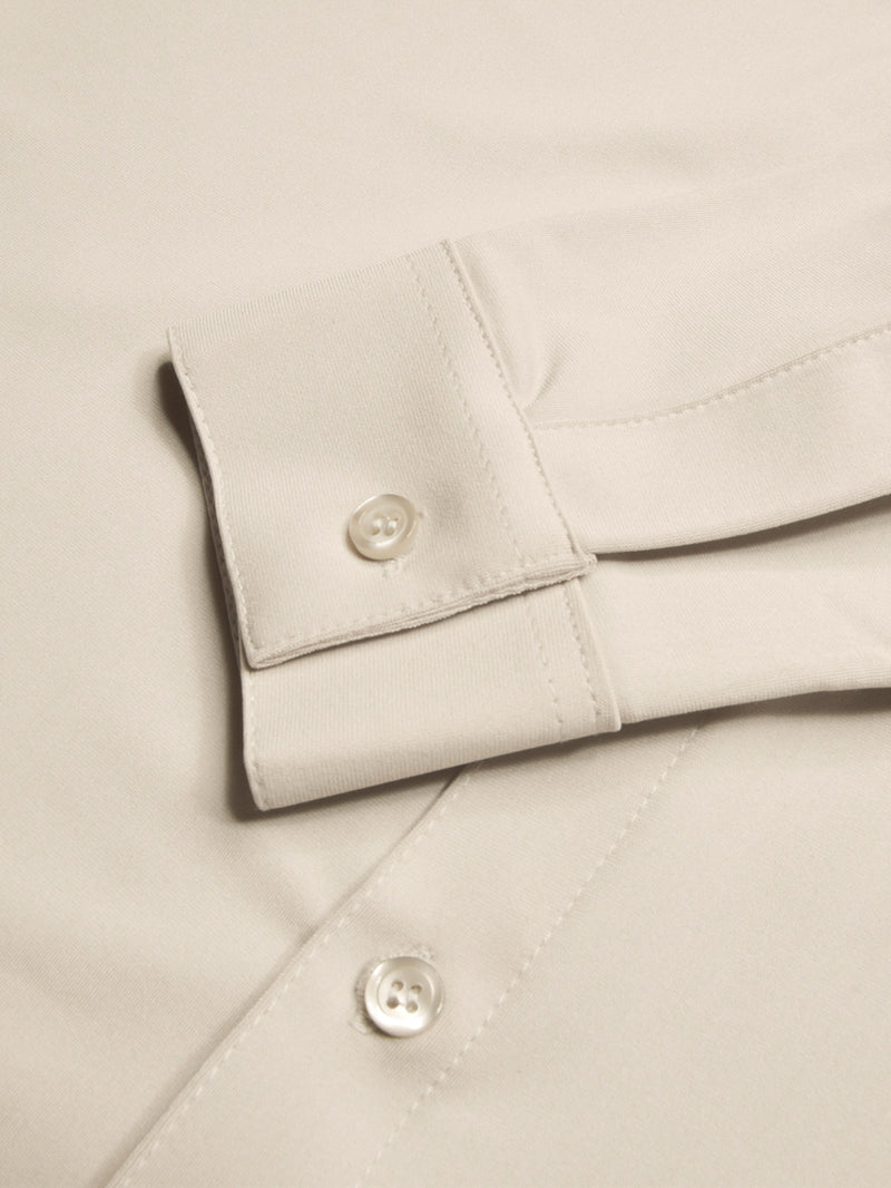 Louis Vicaci Super Stretchy Slim Fit Long Sleeve Summer Formal Casual Shirt For Men-Beige-BR13412