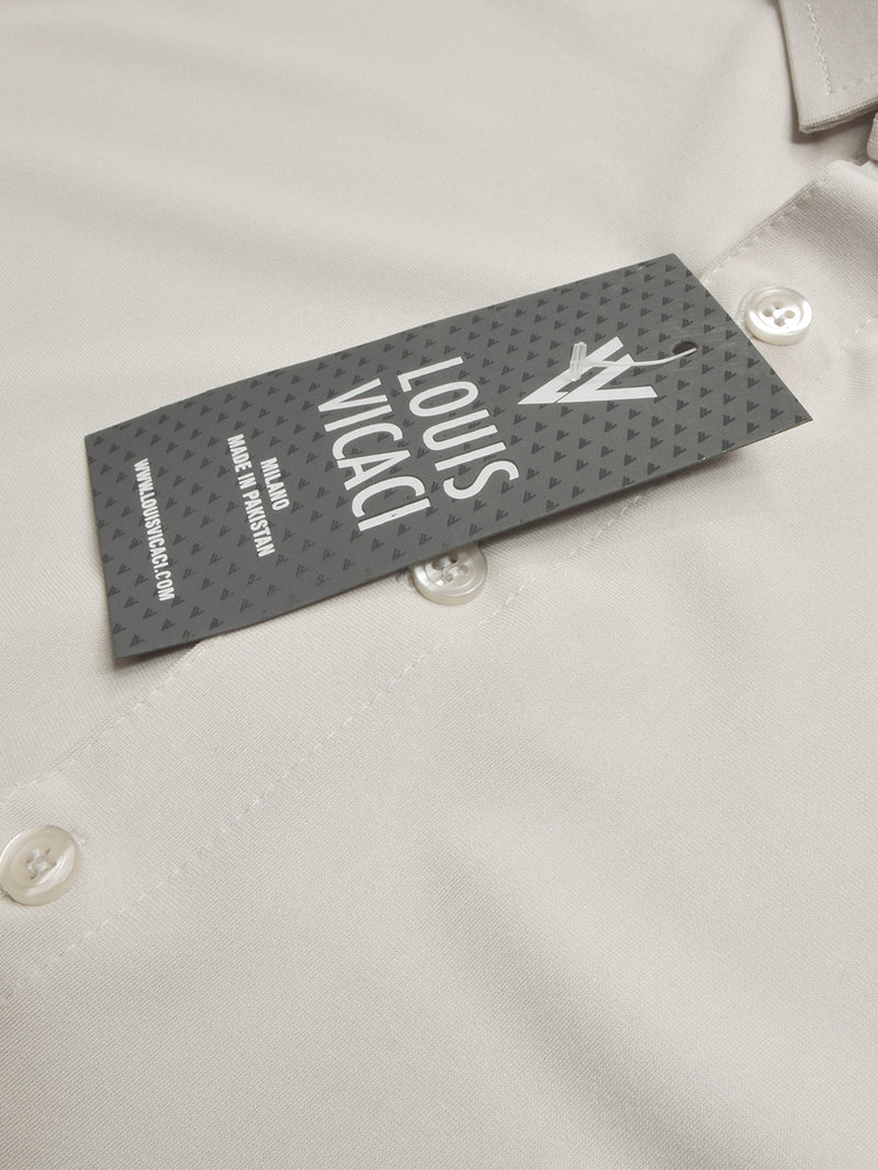 Louis Vicaci Super Stretchy Slim Fit Long Sleeve Summer Formal Casual Shirt For Men-Wheat-BR13346