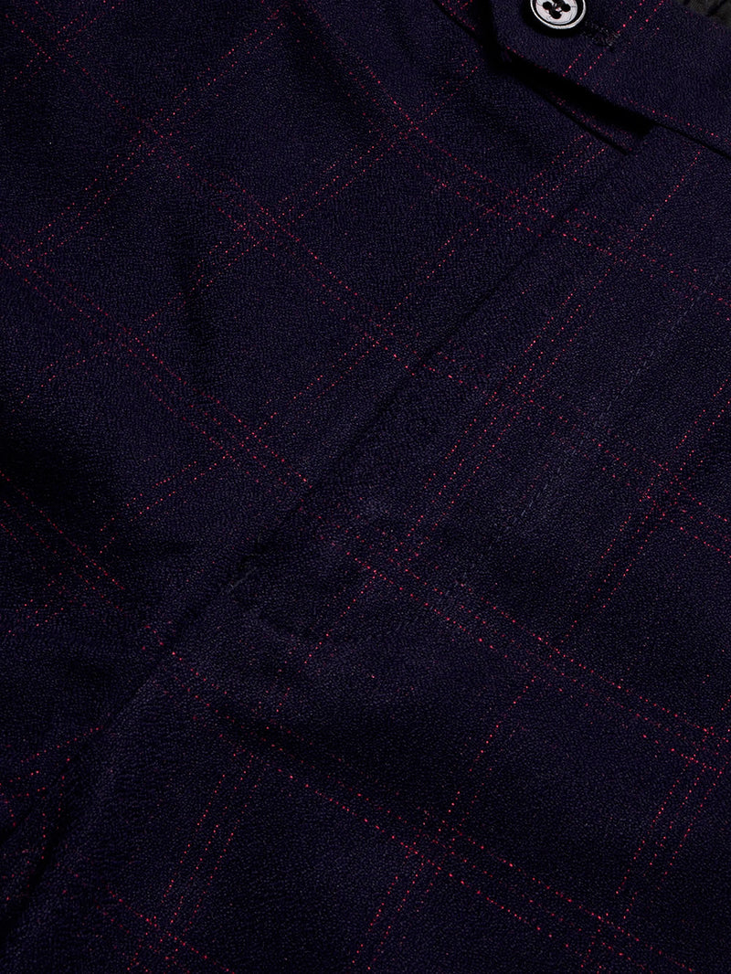Louis Vicaci Slim Fit Dress Interlock Pent For Men-Dark Blue with Check-BR13037