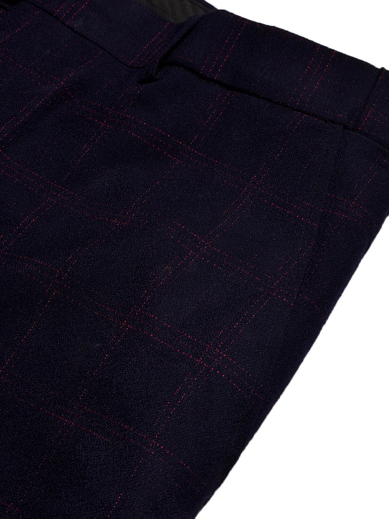 Louis Vicaci Slim Fit Dress Interlock Pent For Men-Dark Blue with Check-BR13037