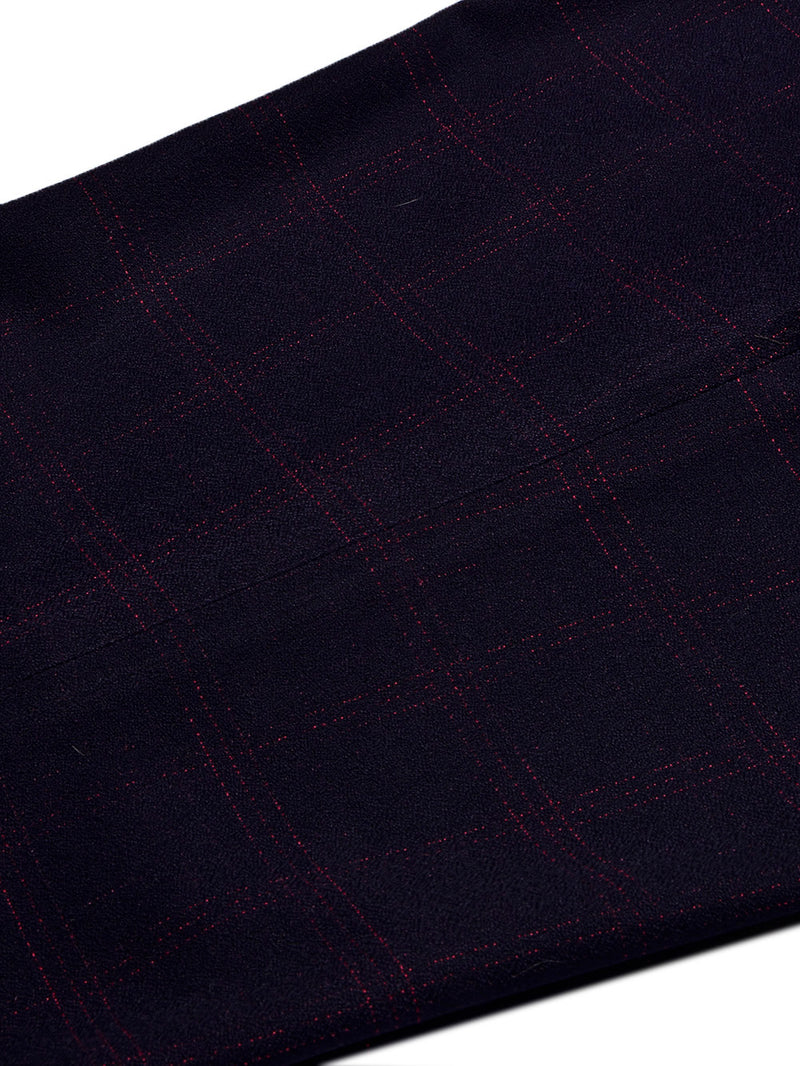 Louis Vicaci Slim Fit Dress Interlock Pent For Men-Dark Blue with Check-BR13037