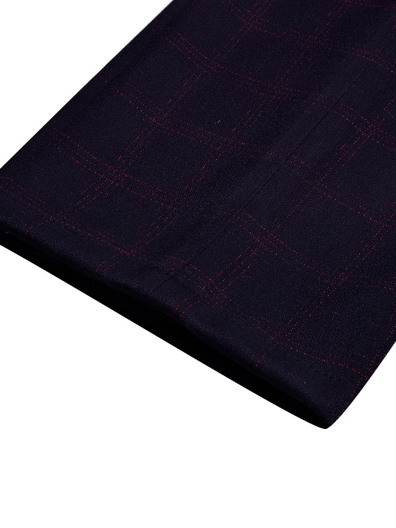 Louis Vicaci Slim Fit Dress Interlock Pent For Men-Dark Blue with Check-BR13037