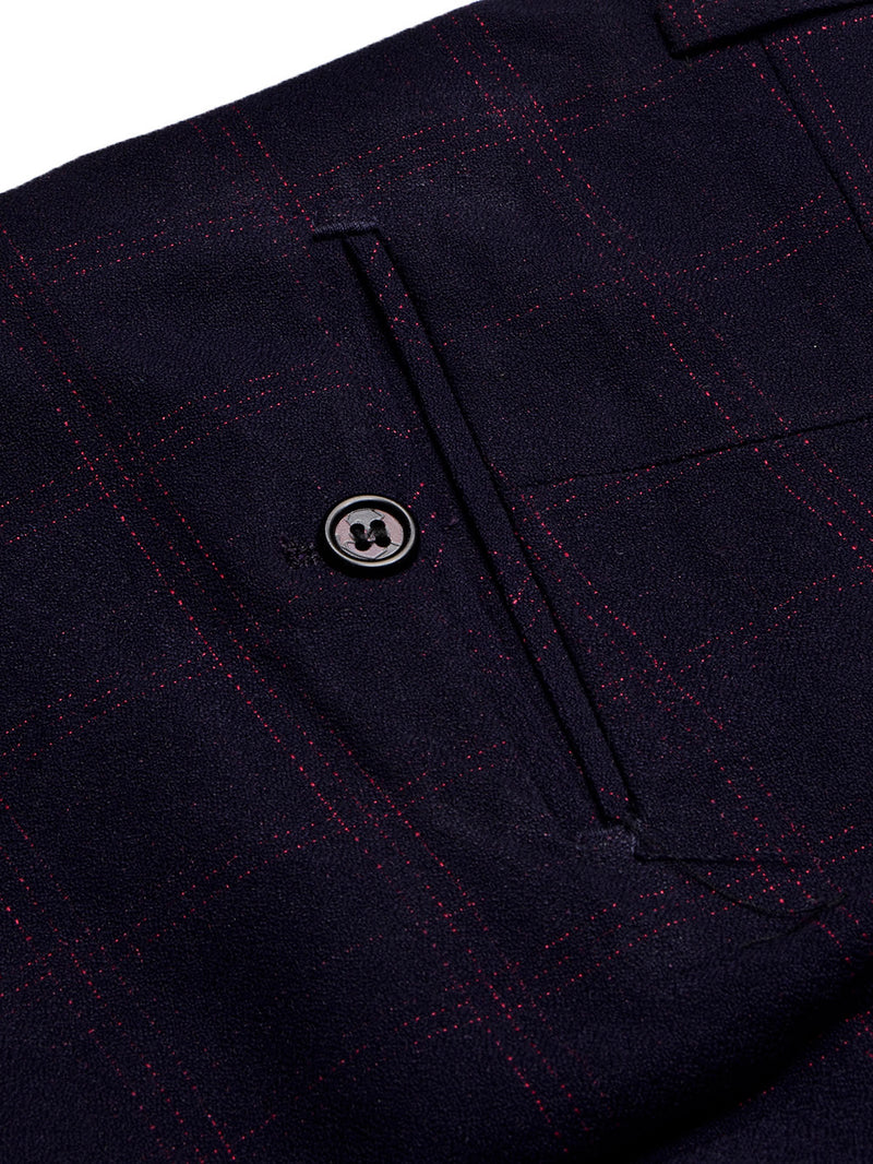 Louis Vicaci Slim Fit Dress Interlock Pent For Men-Dark Blue with Check-BR13037