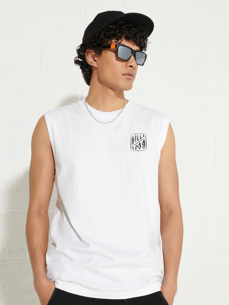 BB Single Jersey Sleeveless Tee Shirt For Men-White-RT785