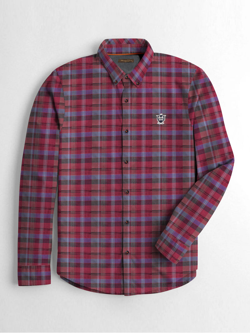 MD Premium Casual Shirt For Men-Dark Pink Allover Check-BR13664