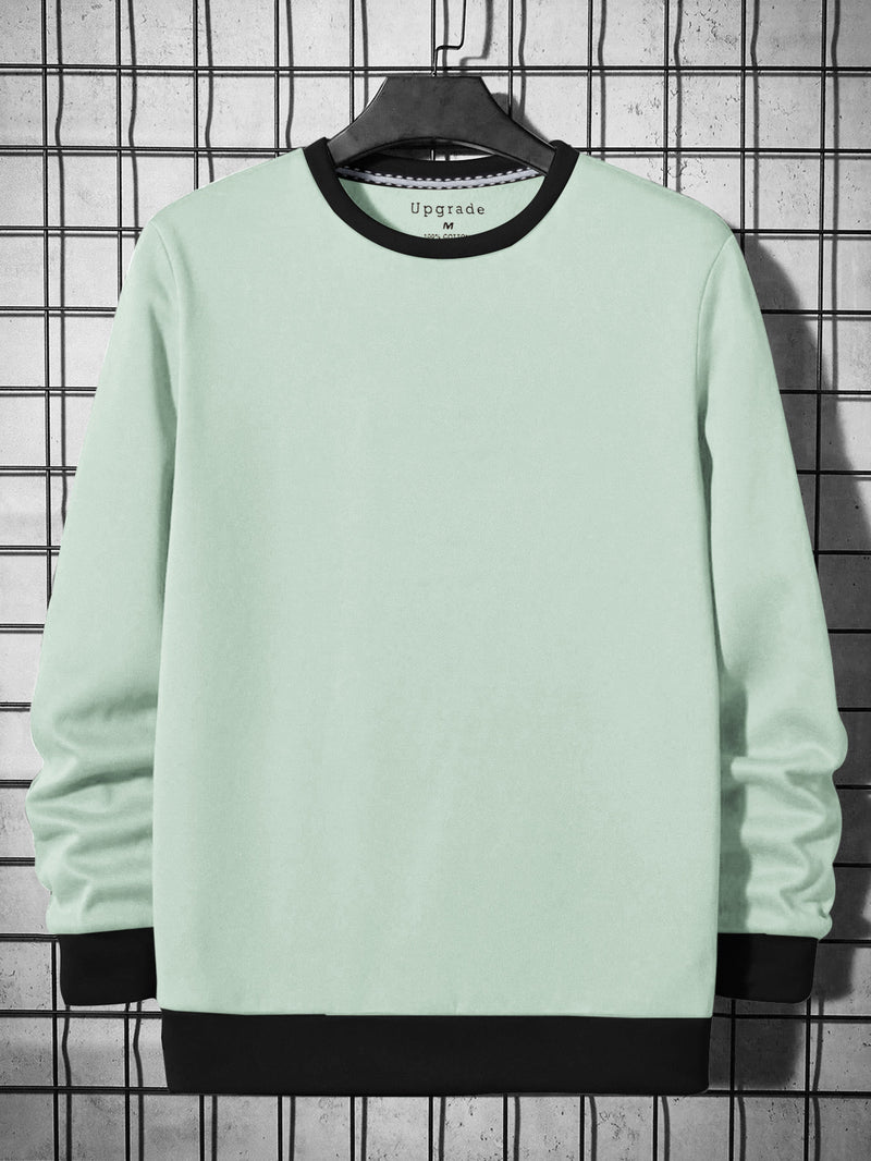 NK Fleece Funky Style Sweatshirt For Men-Light Green with Black-BR14465