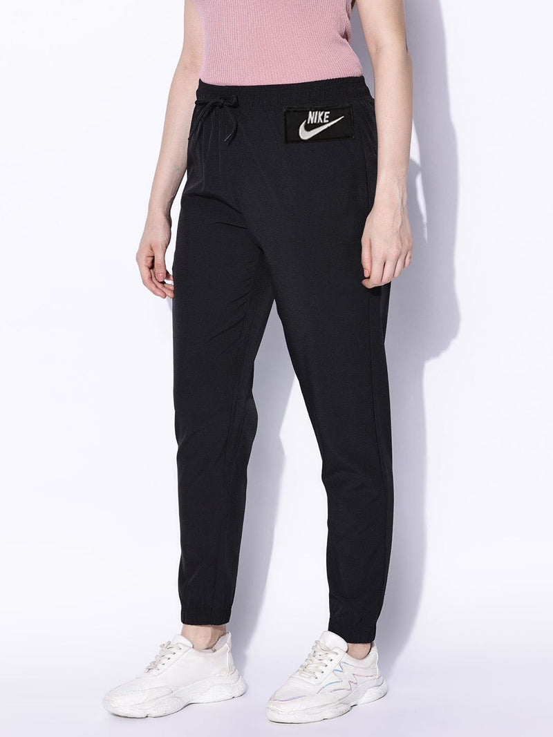 NK Fleece Without Pockets Gathering Fit Trouser For Women-Black-BR14311