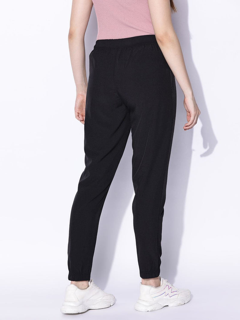 NK Fleece Without Pockets Gathering Fit Trouser For Women-Black-BR14311