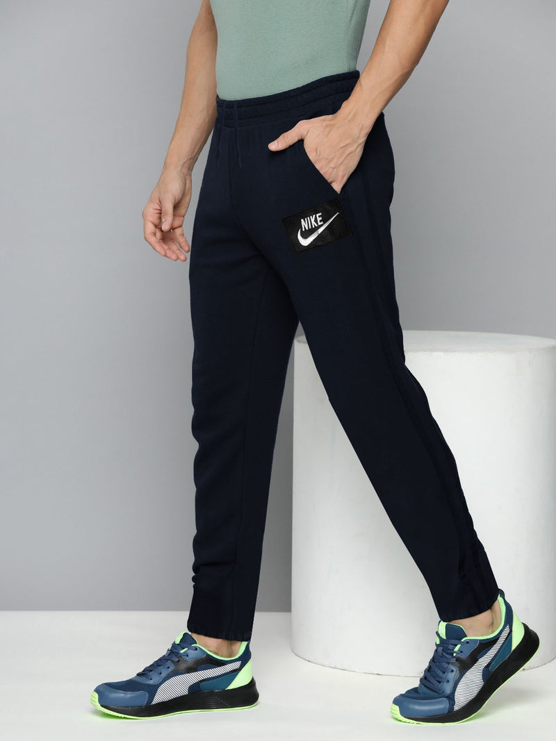 NK Gathering Fit Fleece Jogger Trouser For Men-Navy with Stripe-BR14693