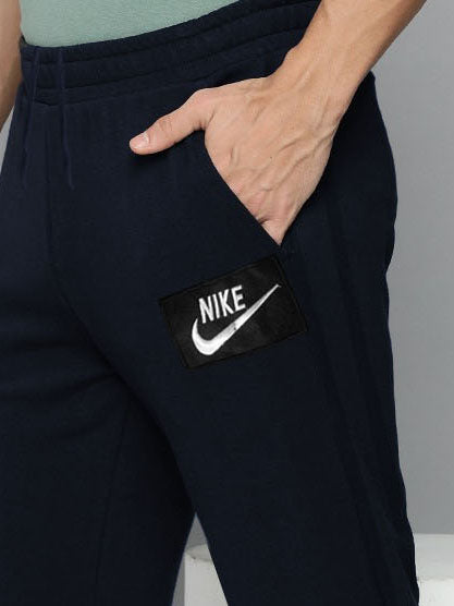 NK Gathering Fit Fleece Jogger Trouser For Men-Navy with Stripe-BR14693