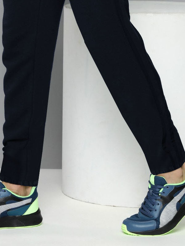 NK Gathering Fit Fleece Jogger Trouser For Men-Navy with Stripe-BR14693