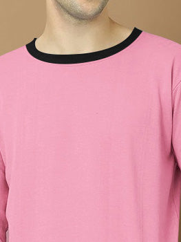 NXT Fleece Sweatshirt For Men-Pink with Black Panels-BR14625