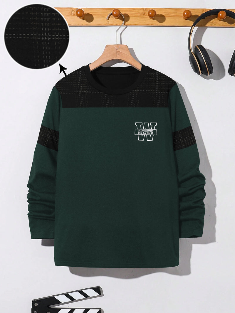 NXT Long Sleeve Tee Shirt For Kids-Green & Black-BR14781