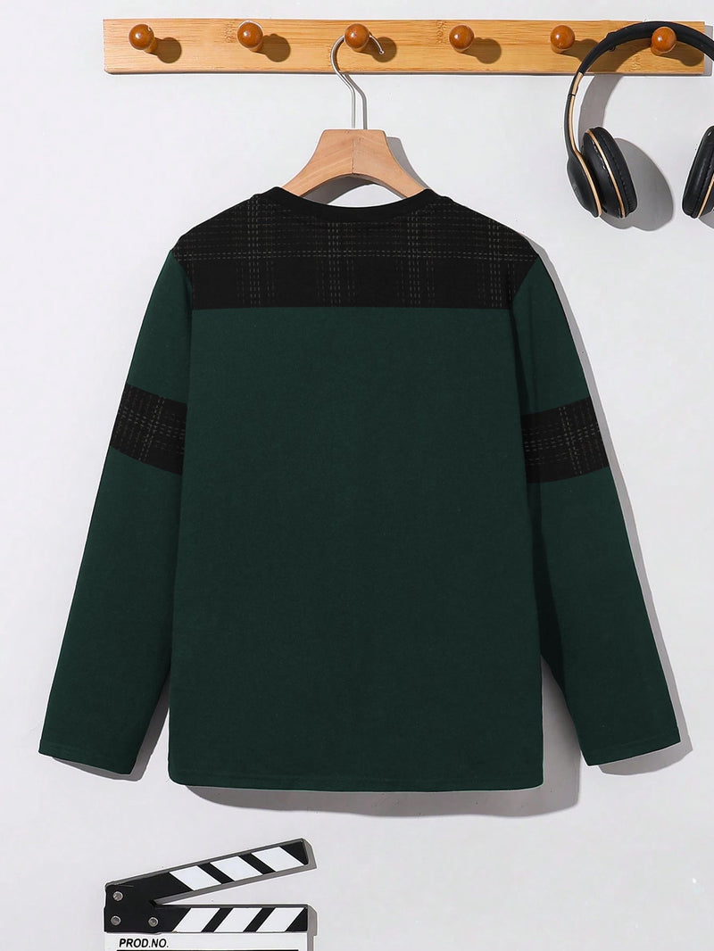 NXT Long Sleeve Tee Shirt For Kids-Green & Black-BR14781