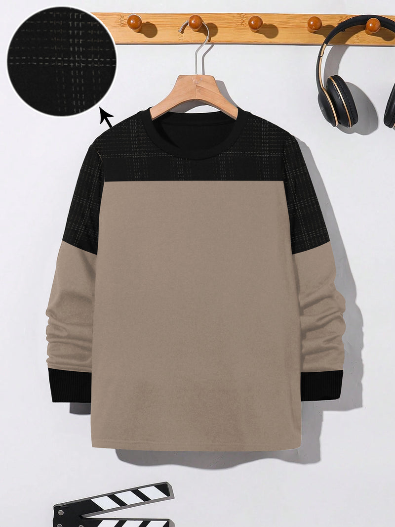 NXT Long Sleeve Sweat Shirt For Kids-Skin & Black-BR14782